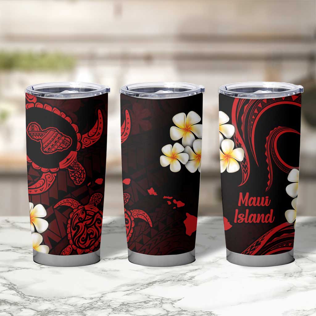 Hawaii Maui Islands Pacific Plumeria Tumbler Cup Red Polynesian Tattoo
