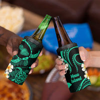 Hawaii Maui Islands Pacific Plumeria 4 in 1 Can Cooler Tumbler Turquoise Polynesian Tattoo