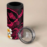 Hawaii Oahu Islands Pacific Plumeria 4 in 1 Can Cooler Tumbler Pink Polynesian Tattoo