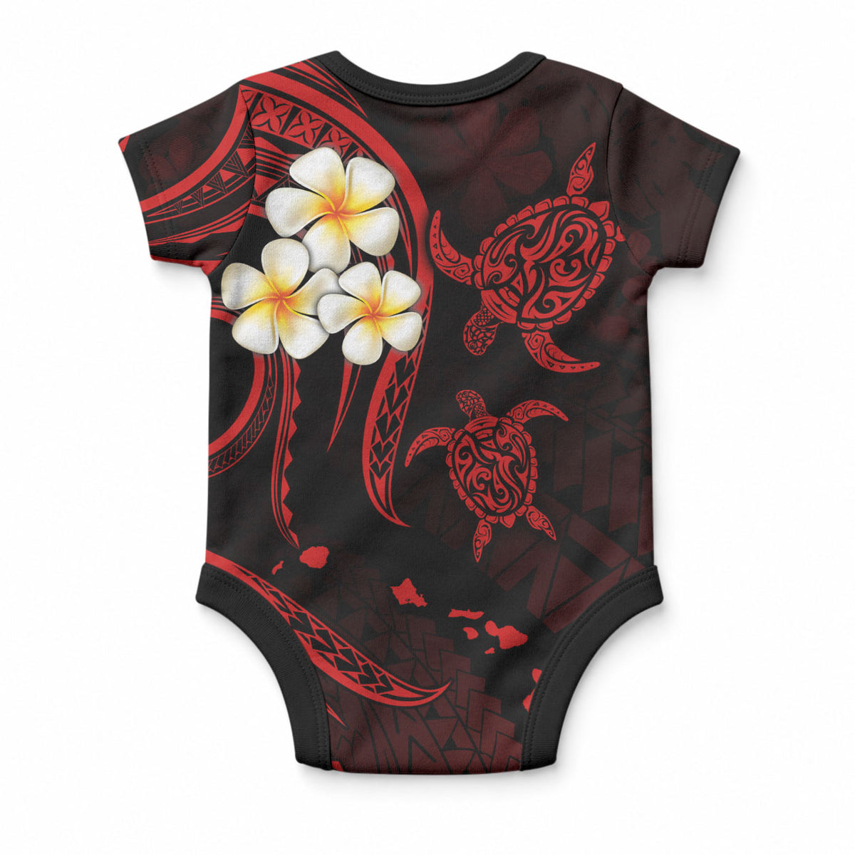 Hawaii Oahu Islands Baby Onesie Pacific Plumeria Red Vibe LT9 - Polynesian Pride