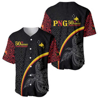 Papua New Guinea 50th Independence Day Baseball Jersey Simple Oro Tapa Pattern - Polynesian Pride