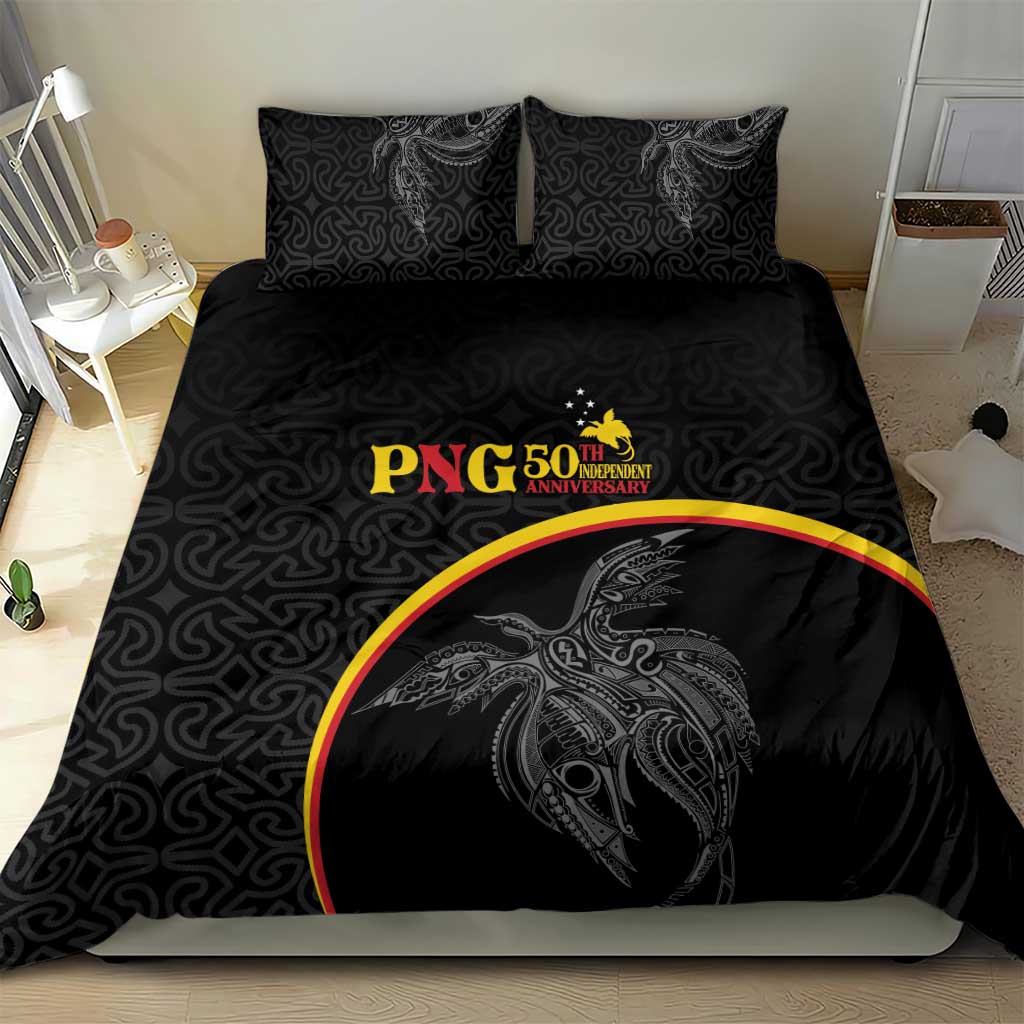 Papua New Guinea 50th Independence Day Bedding Set Simple Oro Tapa Pattern - Polynesian Pride