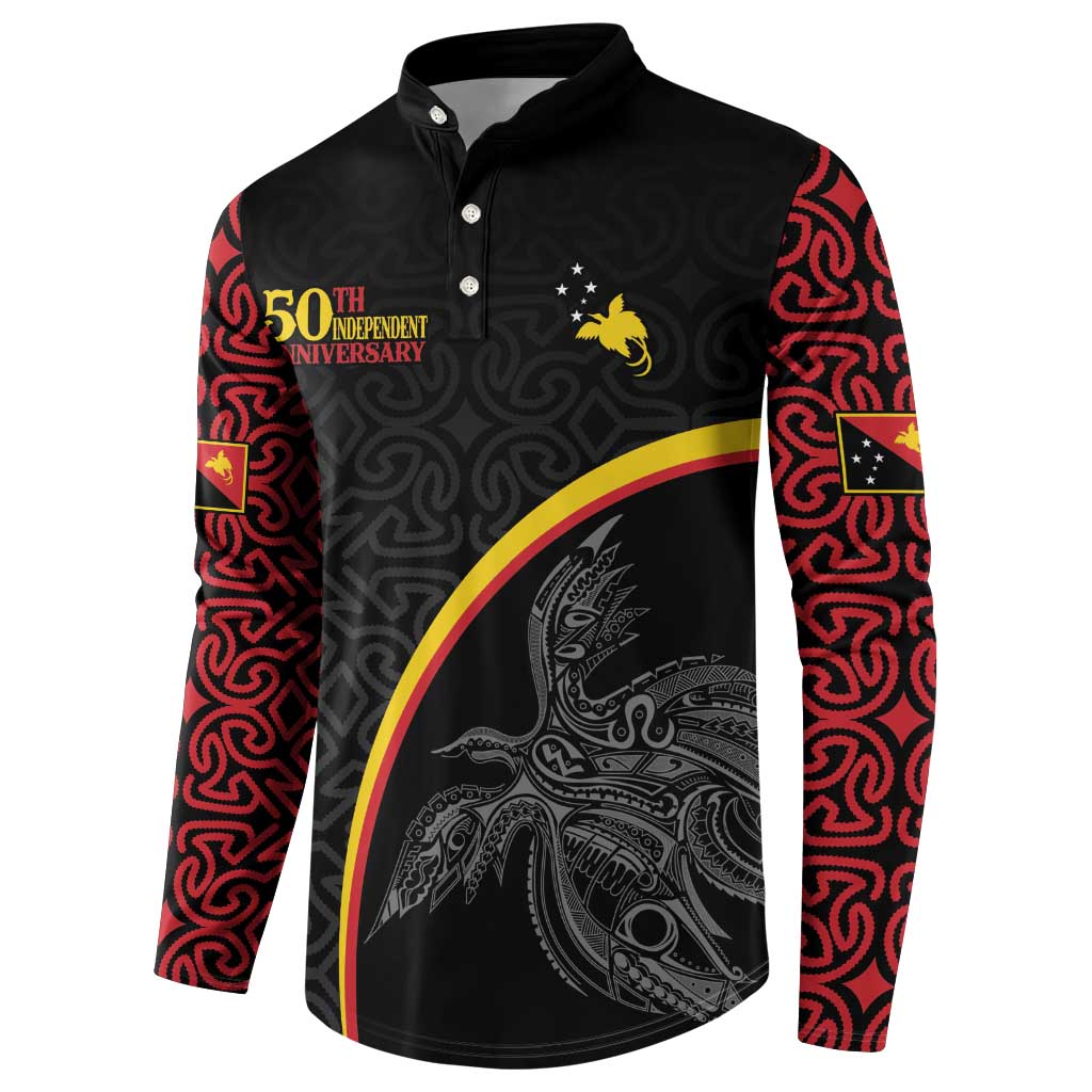 Papua New Guinea 50th Independence Day Button Sweatshirt Simple Oro Tapa Pattern - Polynesian Pride