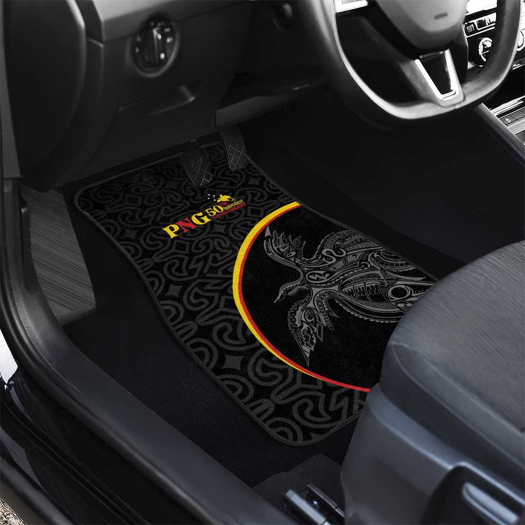 Papua New Guinea 50th Independence Day Car Mats Simple Oro Tapa Pattern - Polynesian Pride
