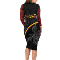 Papua New Guinea 50th Independence Day Family Matching Long Sleeve Bodycon Dress and Hawaiian Shirt Simple Oro Tapa Pattern - Polynesian Pride