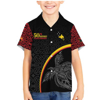 Papua New Guinea 50th Independence Day Family Matching Mermaid Dress and Hawaiian Shirt Simple Oro Tapa Pattern - Polynesian Pride