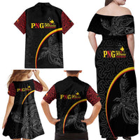Papua New Guinea 50th Independence Day Family Matching Off Shoulder Maxi Dress and Hawaiian Shirt Simple Oro Tapa Pattern - Polynesian Pride