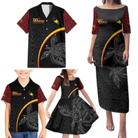 Papua New Guinea 50th Independence Day Family Matching Puletasi and Hawaiian Shirt Simple Oro Tapa Pattern - Polynesian Pride