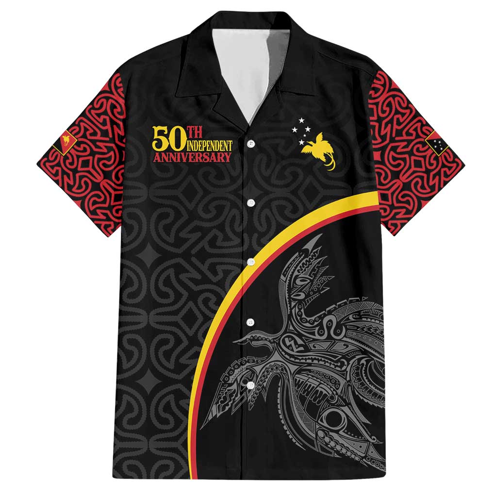 Papua New Guinea 50th Independence Day Family Matching Short Sleeve Bodycon Dress and Hawaiian Shirt Simple Oro Tapa Pattern - Polynesian Pride