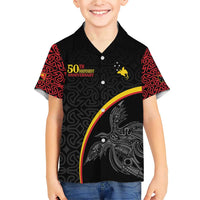 Papua New Guinea 50th Independence Day Family Matching Short Sleeve Bodycon Dress and Hawaiian Shirt Simple Oro Tapa Pattern - Polynesian Pride