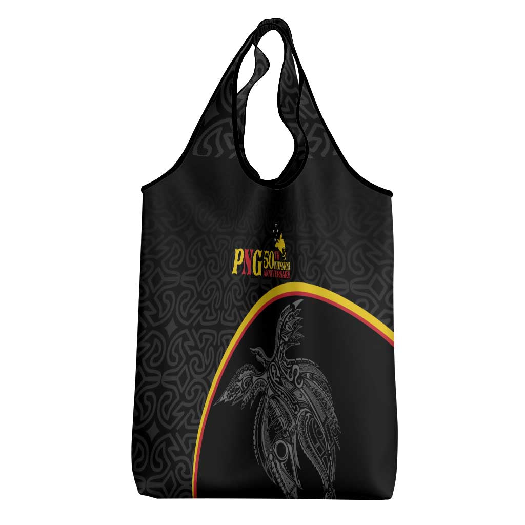Papua New Guinea 50th Independence Day Grocery Bag Simple Oro Tapa Pattern - Polynesian Pride