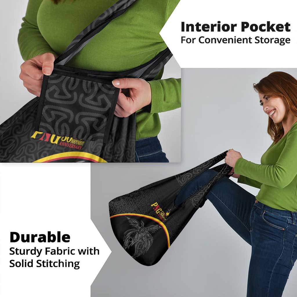 Papua New Guinea 50th Independence Day Grocery Bag Simple Oro Tapa Pattern - Polynesian Pride