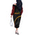 Papua New Guinea 50th Independence Day Off The Shoulder Long Sleeve Dress Simple Oro Tapa Pattern - Polynesian Pride