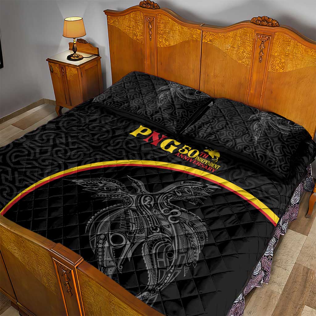 Papua New Guinea 50th Independence Day Quilt Bed Set Simple Oro Tapa Pattern - Polynesian Pride