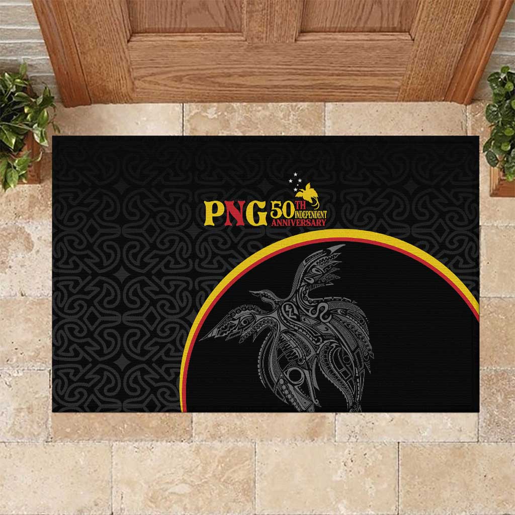 Papua New Guinea 50th Independence Day Rubber Doormat Simple Oro Tapa Pattern - Polynesian Pride