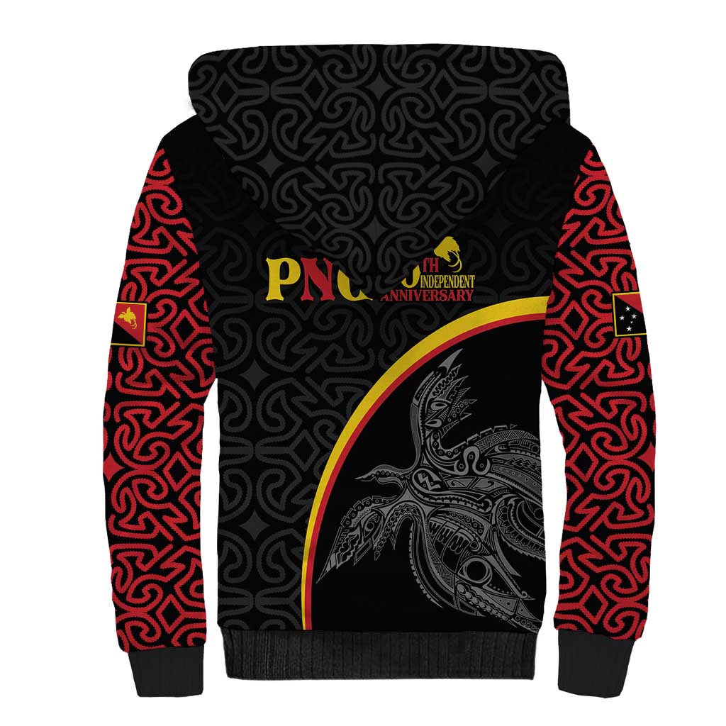 Papua New Guinea 50th Independence Day Sherpa Hoodie Simple Oro Tapa Pattern - Polynesian Pride