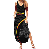 Papua New Guinea 50th Independence Day Summer Maxi Dress Simple Oro Tapa Pattern - Polynesian Pride