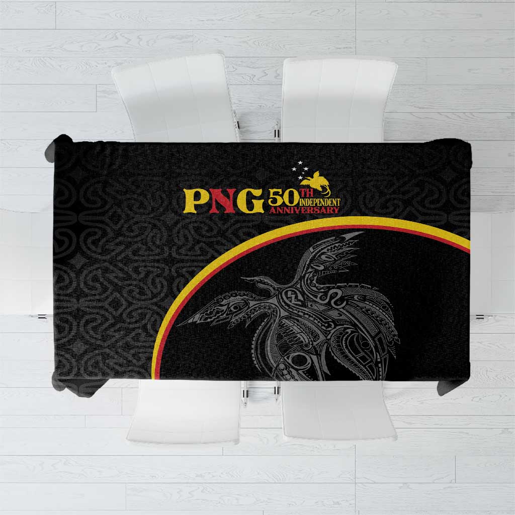 Papua New Guinea 50th Independence Day Tablecloth Simple Oro Tapa Pattern - Polynesian Pride