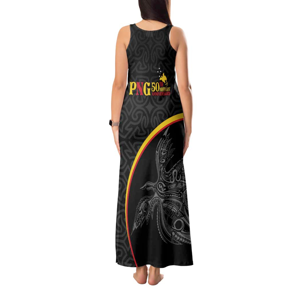 Papua New Guinea 50th Independence Day Tank Maxi Dress Simple Oro Tapa Pattern - Polynesian Pride