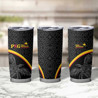 Papua New Guinea 50th Independence Day Tumbler Cup Simple Oro Tapa Pattern - Polynesian Pride