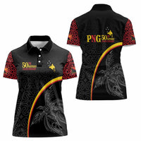 Papua New Guinea 50th Independence Day Women Polo Shirt Simple Oro Tapa Pattern - Polynesian Pride
