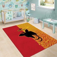 Papua New Guinea Oro Tapa Personalised Area Rug Simple Bird of Paradise Style - Polynesian Pride
