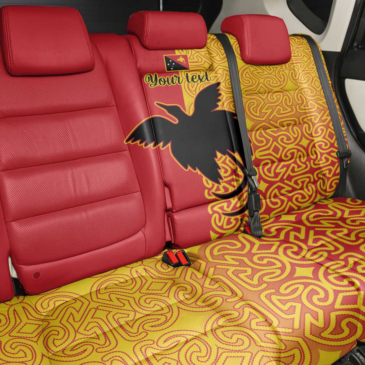 Papua New Guinea Oro Tapa Personalised Back Car Seat Cover Simple Bird of Paradise Style - Polynesian Pride