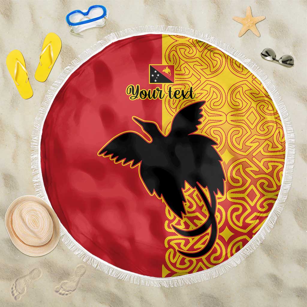 Papua New Guinea Oro Tapa Personalised Beach Blanket Simple Bird of Paradise Style - Polynesian Pride