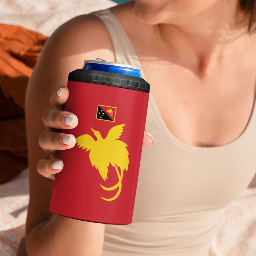 Papua New Guinea Oro Tapa Personalised 4 in 1 Can Cooler Tumbler Simple Bird of Paradise Style - Polynesian Pride