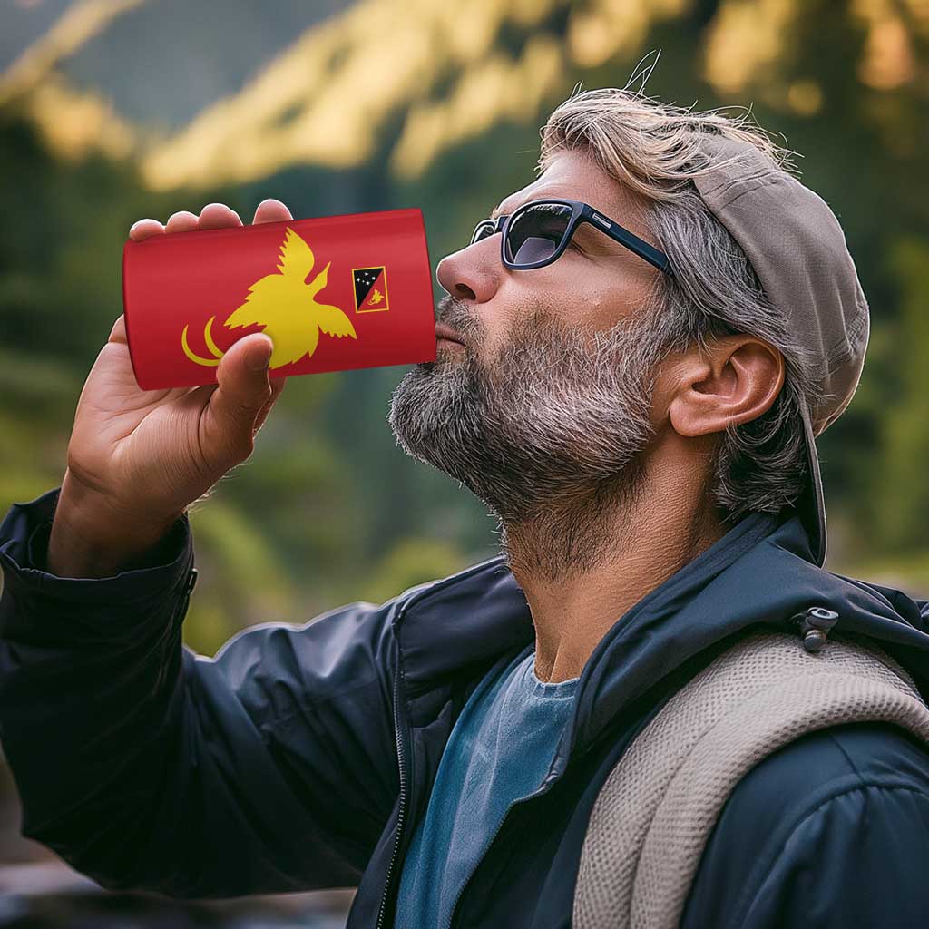 Papua New Guinea Oro Tapa Personalised 4 in 1 Can Cooler Tumbler Simple Bird of Paradise Style - Polynesian Pride