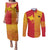 Papua New Guinea Oro Tapa Personalised Couples Matching Puletasi and Long Sleeve Button Shirt Simple Bird of Paradise Style - Polynesian Pride