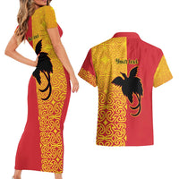 Papua New Guinea Oro Tapa Personalised Couples Matching Short Sleeve Bodycon Dress and Hawaiian Shirt Simple Bird of Paradise Style - Polynesian Pride