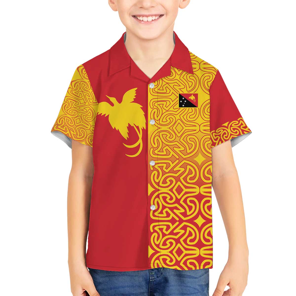 Papua New Guinea Oro Tapa Personalised Family Matching Off The Shoulder Long Sleeve Dress and Hawaiian Shirt Simple Bird of Paradise Style - Polynesian Pride