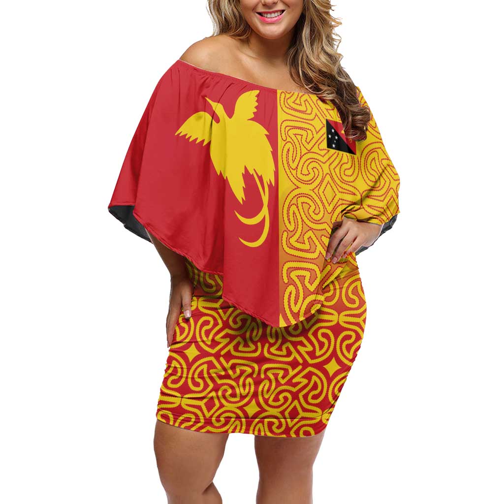 Papua New Guinea Oro Tapa Personalised Family Matching Off Shoulder Short Dress and Hawaiian Shirt Simple Bird of Paradise Style - Polynesian Pride