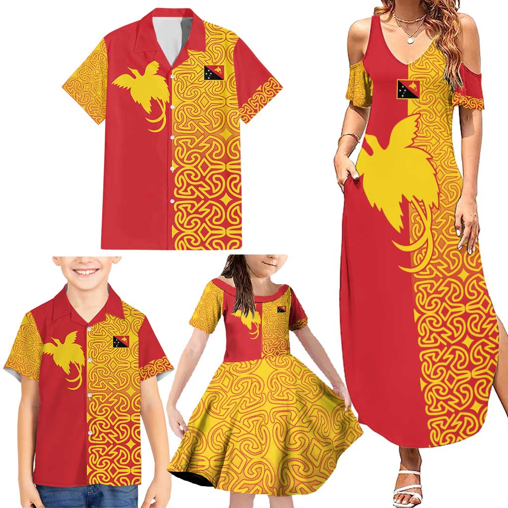 Papua New Guinea Oro Tapa Personalised Family Matching Summer Maxi Dress and Hawaiian Shirt Simple Bird of Paradise Style - Polynesian Pride