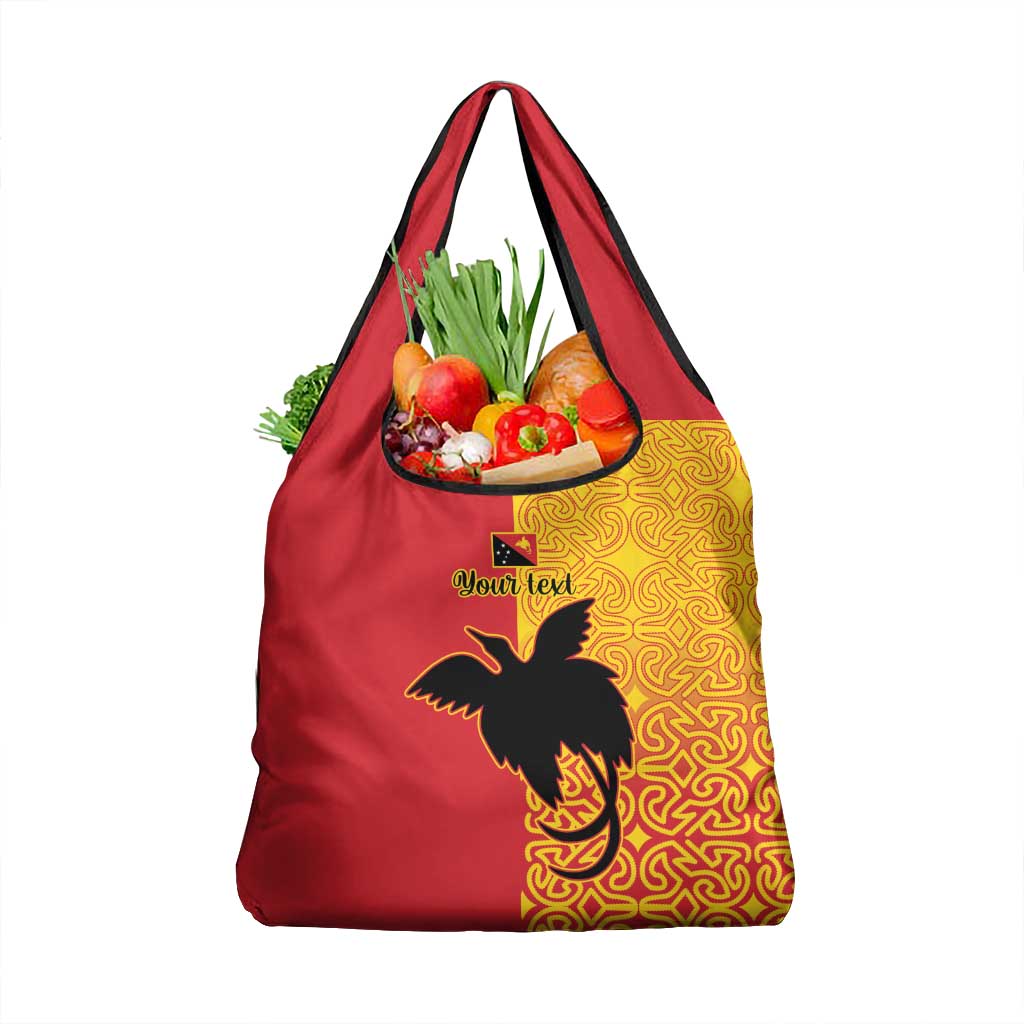 Papua New Guinea Oro Tapa Personalised Grocery Bag Simple Bird of Paradise Style - Polynesian Pride