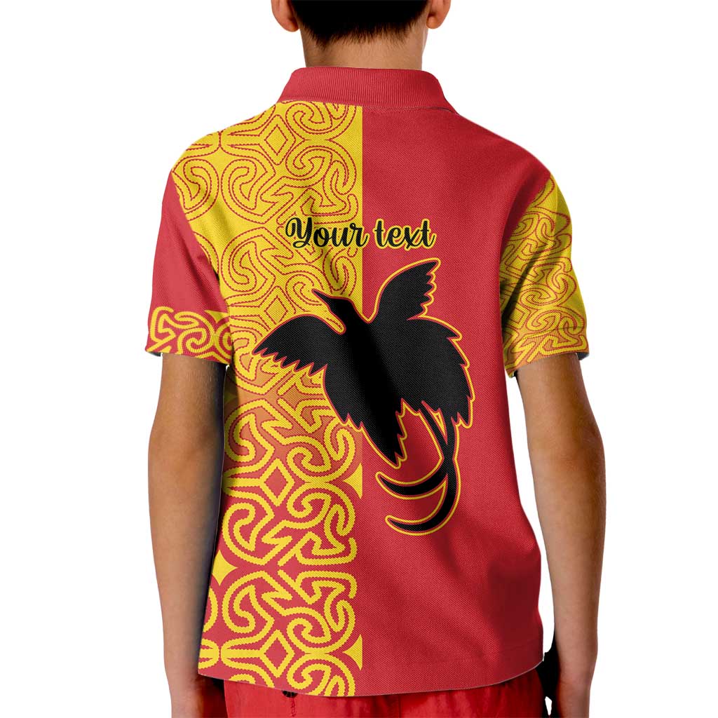 Papua New Guinea Oro Tapa Personalised Kid Polo Shirt Simple Bird of Paradise Style - Polynesian Pride