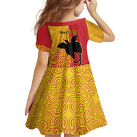 Papua New Guinea Oro Tapa Personalised Kid Short Sleeve Dress Simple Bird of Paradise Style - Polynesian Pride