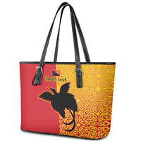 Papua New Guinea Oro Tapa Personalised Leather Tote Bag Simple Bird of Paradise Style LT9 - Polynesian Pride