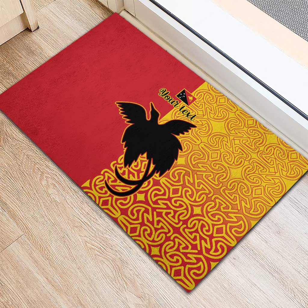 Papua New Guinea Oro Tapa Personalised Rubber Doormat Simple Bird of Paradise Style - Polynesian Pride