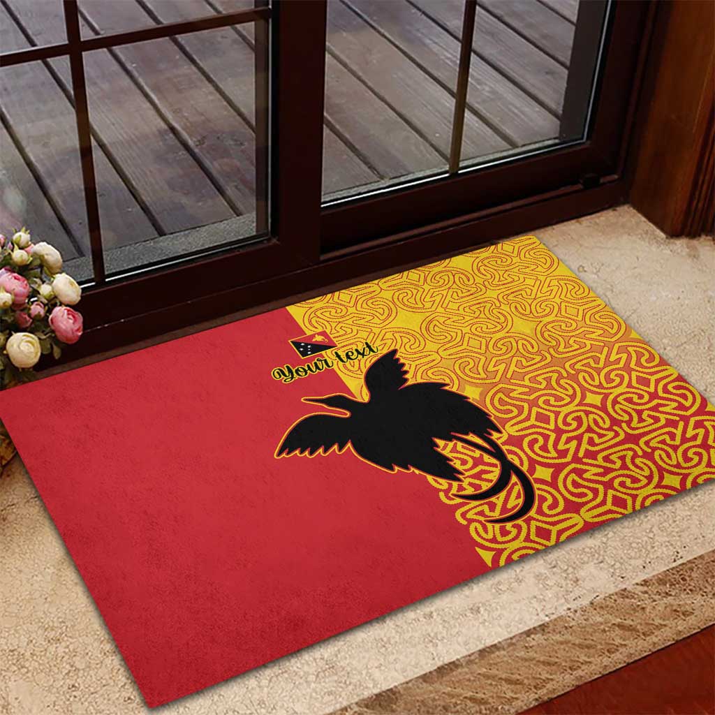 Papua New Guinea Oro Tapa Personalised Rubber Doormat Simple Bird of Paradise Style - Polynesian Pride