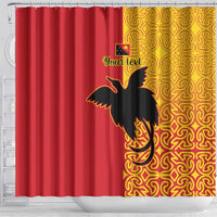 Papua New Guinea Oro Tapa Personalised Shower Curtain Simple Bird of Paradise Style - Polynesian Pride