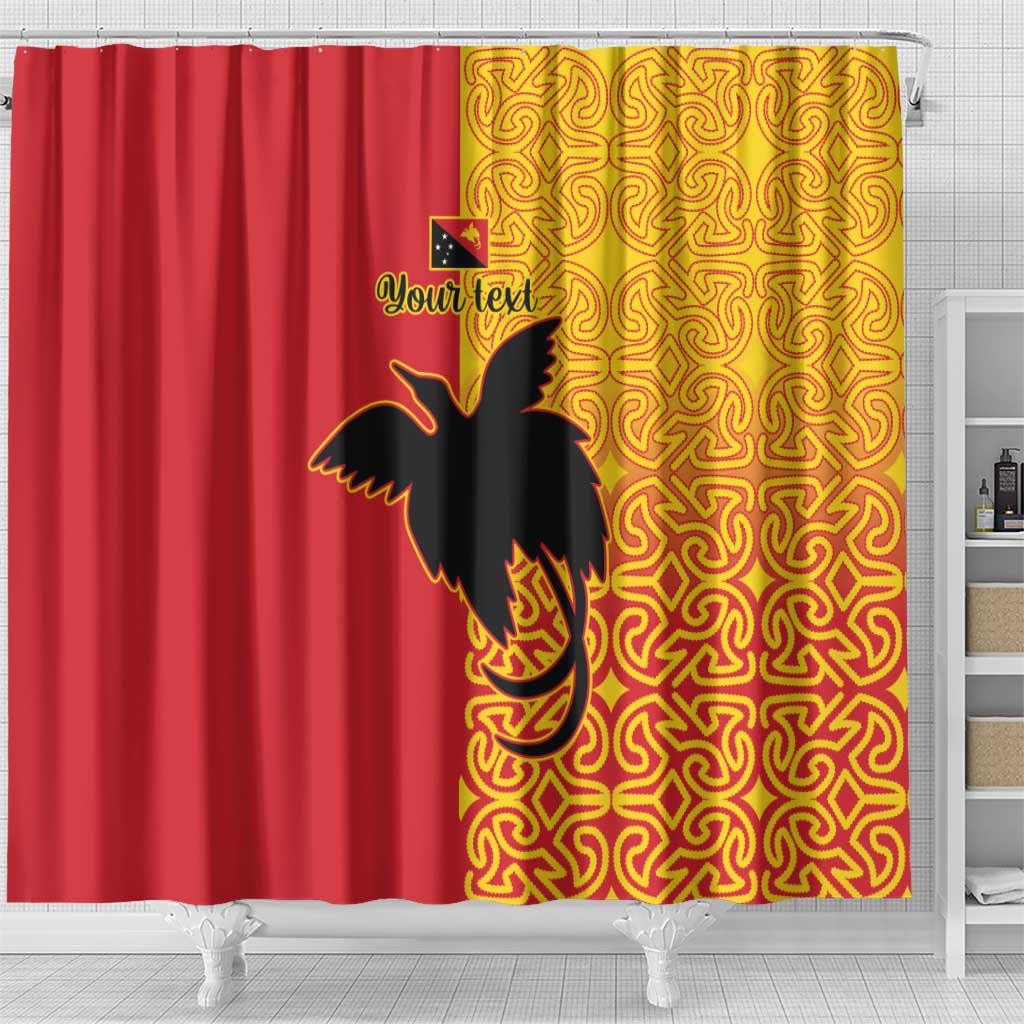 Papua New Guinea Oro Tapa Personalised Shower Curtain Simple Bird of Paradise Style - Polynesian Pride