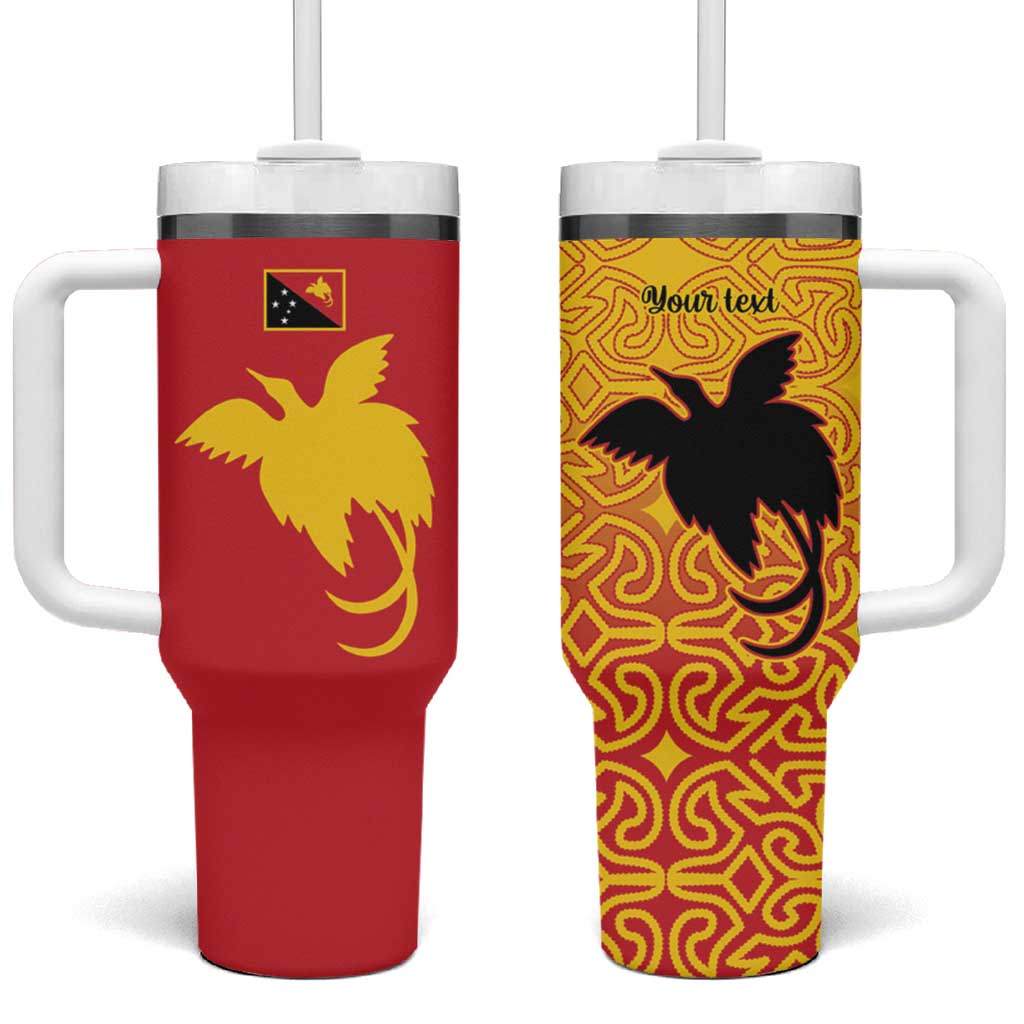 Papua New Guinea Oro Tapa Personalised Tumbler With Handle Simple Bird of Paradise Style - Polynesian Pride