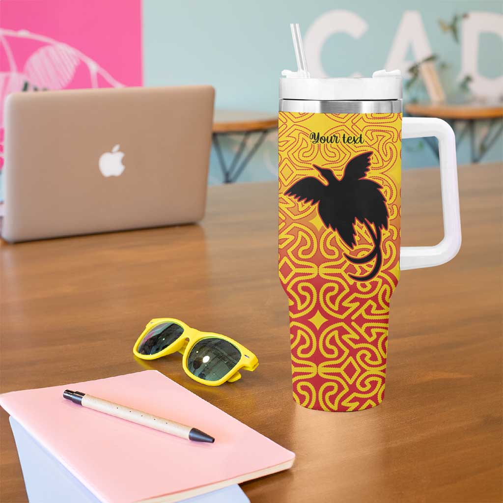 Papua New Guinea Oro Tapa Personalised Tumbler With Handle Simple Bird of Paradise Style - Polynesian Pride
