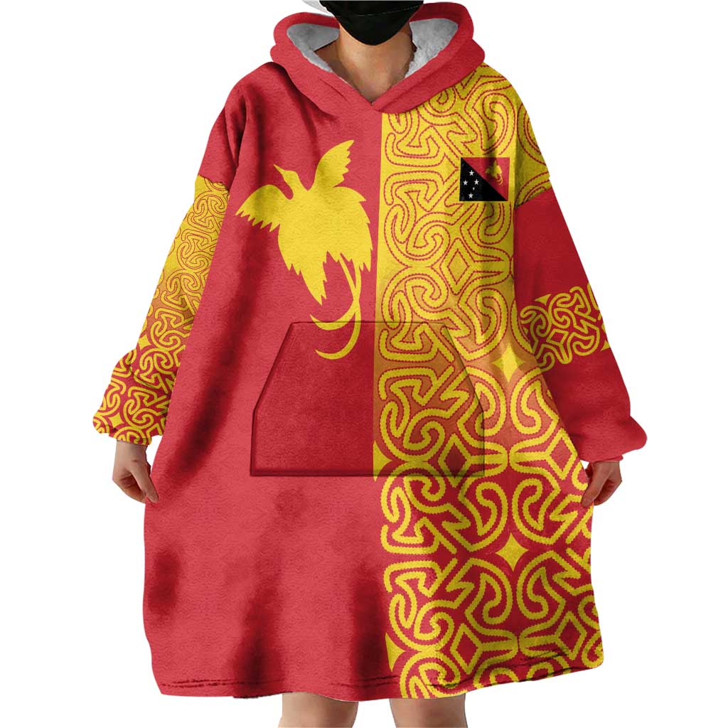Papua New Guinea Oro Tapa Personalised Wearable Blanket Hoodie Simple Bird of Paradise Style - Polynesian Pride
