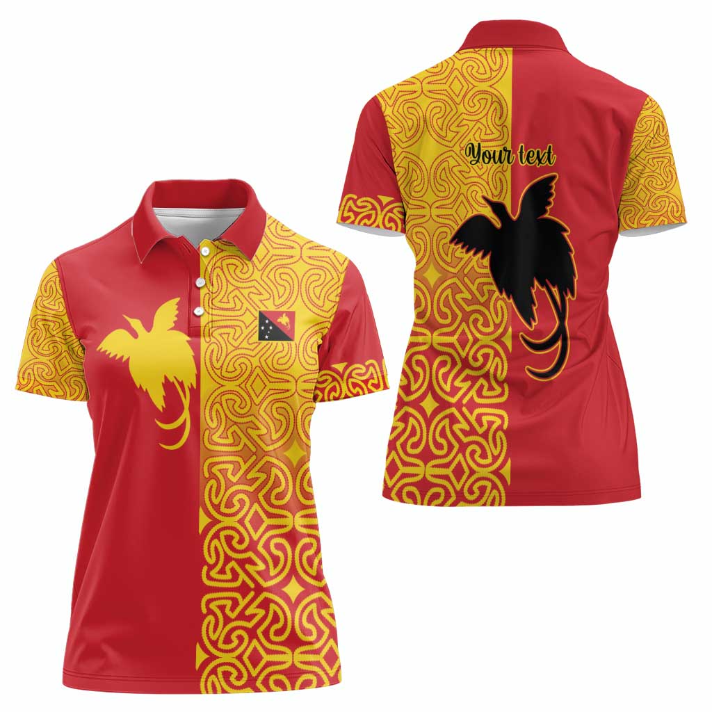 Papua New Guinea Oro Tapa Personalised Women Polo Shirt Simple Bird of Paradise Style - Polynesian Pride