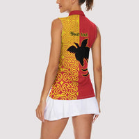Papua New Guinea Oro Tapa Personalised Women Sleeveless Polo Shirt Simple Bird of Paradise Style - Polynesian Pride
