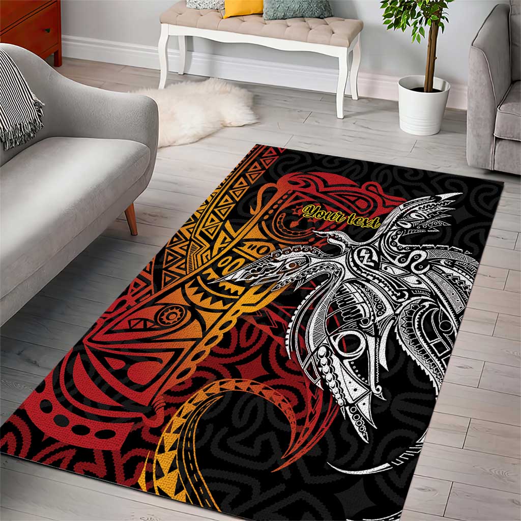 Papua New Guinea Sepik Personalised Area Rug PNG Bird of Paradise Tattoo - Polynesian Pride