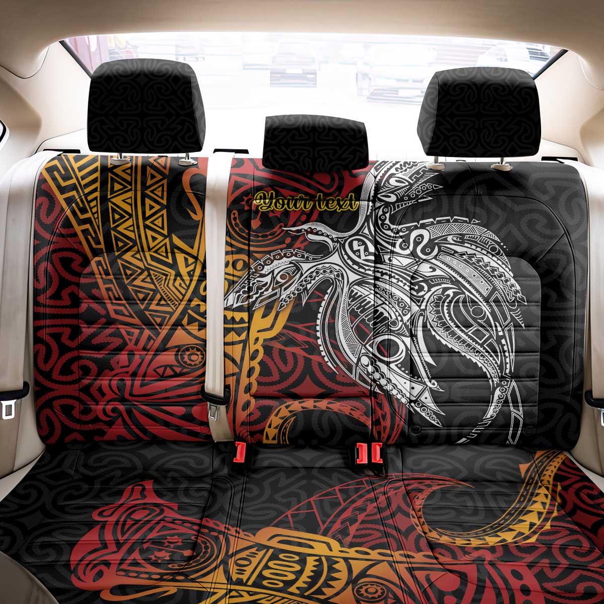 Papua New Guinea Sepik Personalised Back Car Seat Cover PNG Bird of Paradise Tattoo - Polynesian Pride